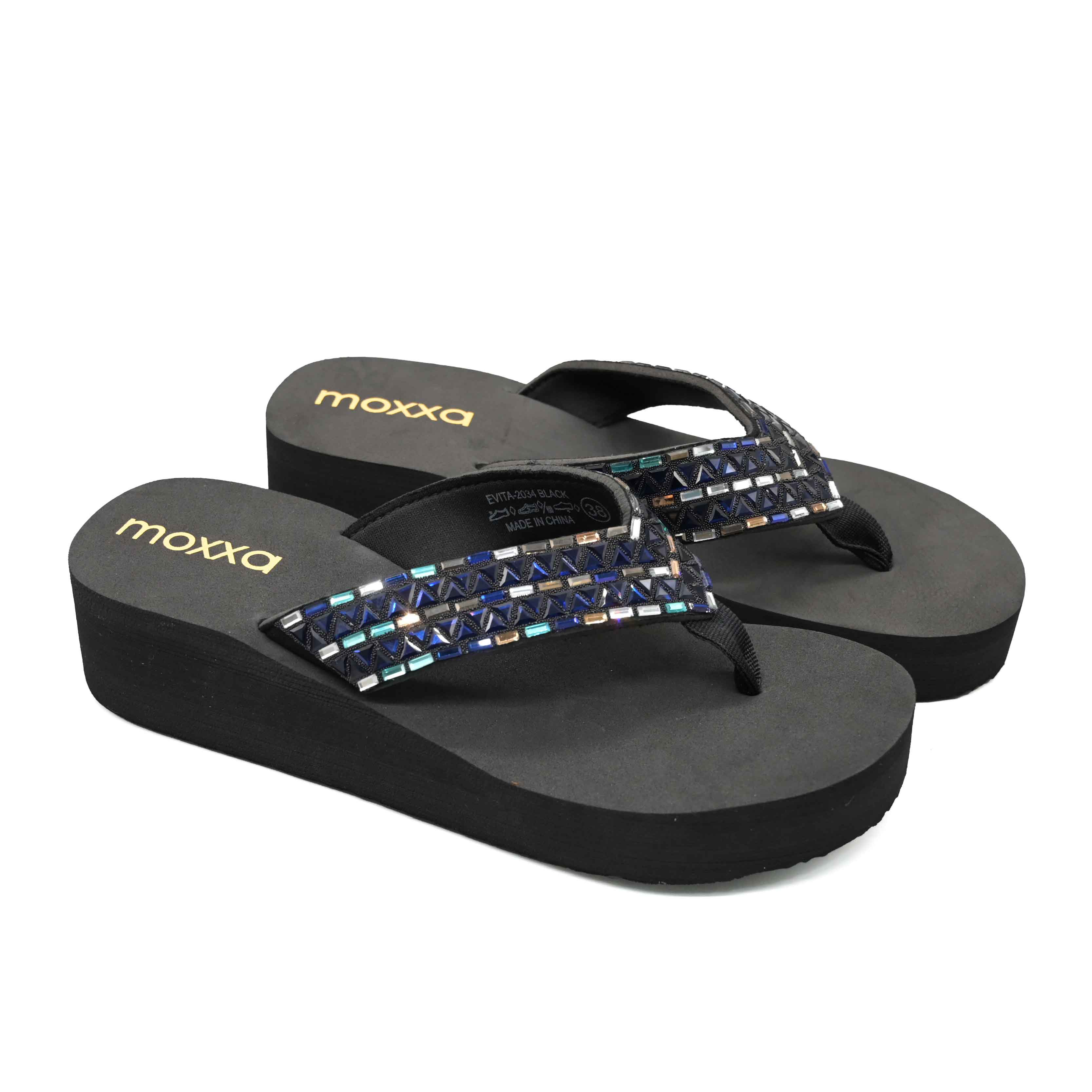 Moxxa Evita Ladies’ Wedge Sandals - Black