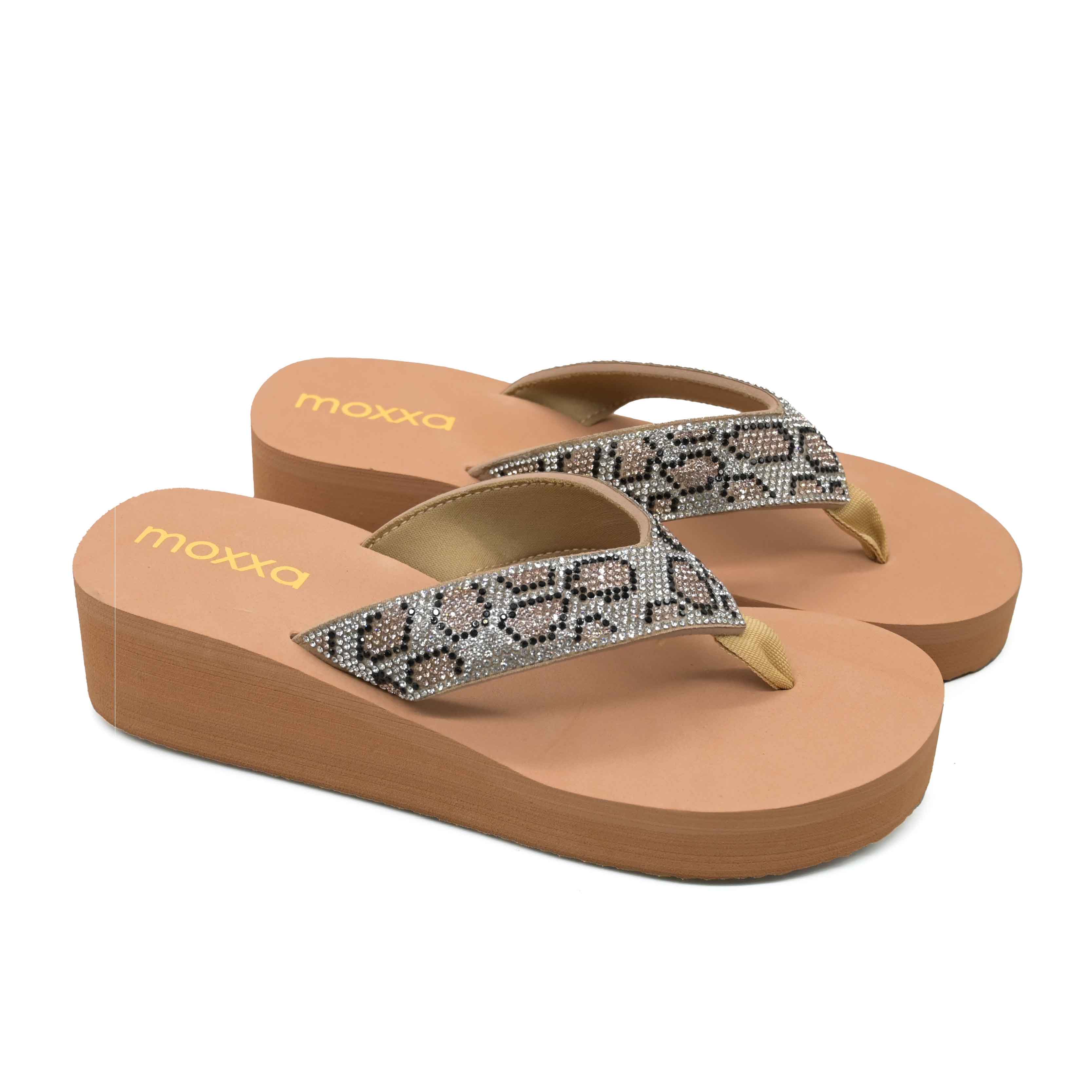 Moxxa Evita Ladies’ Wedge Sandals - Brown