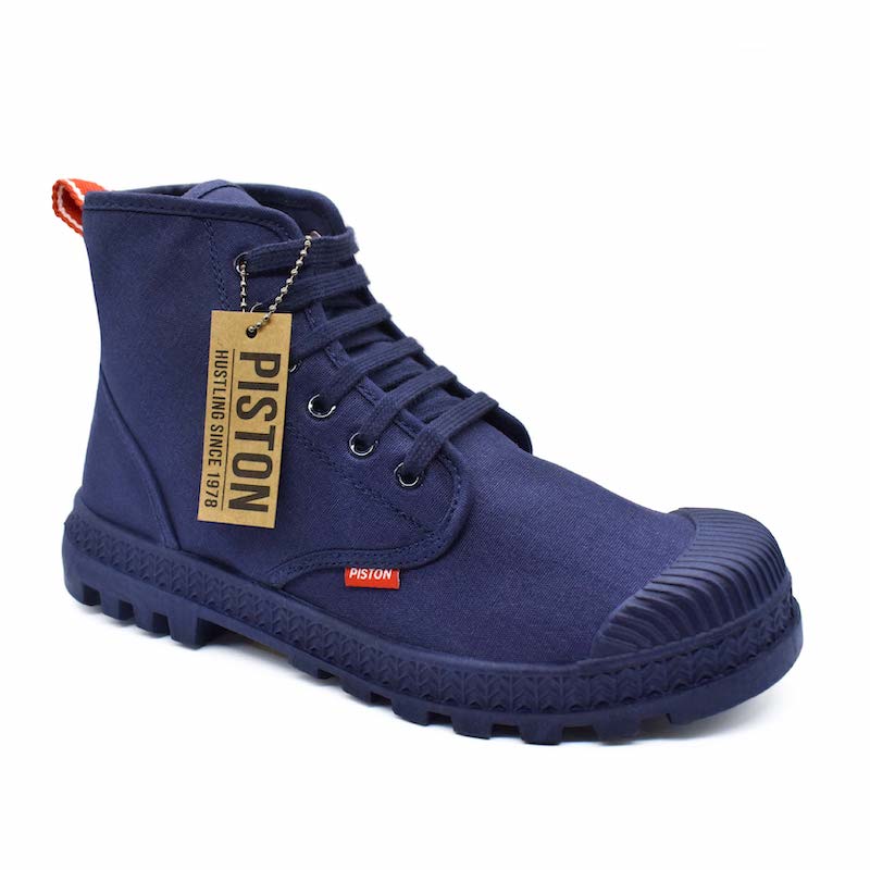 Blue canvas outlet trainers