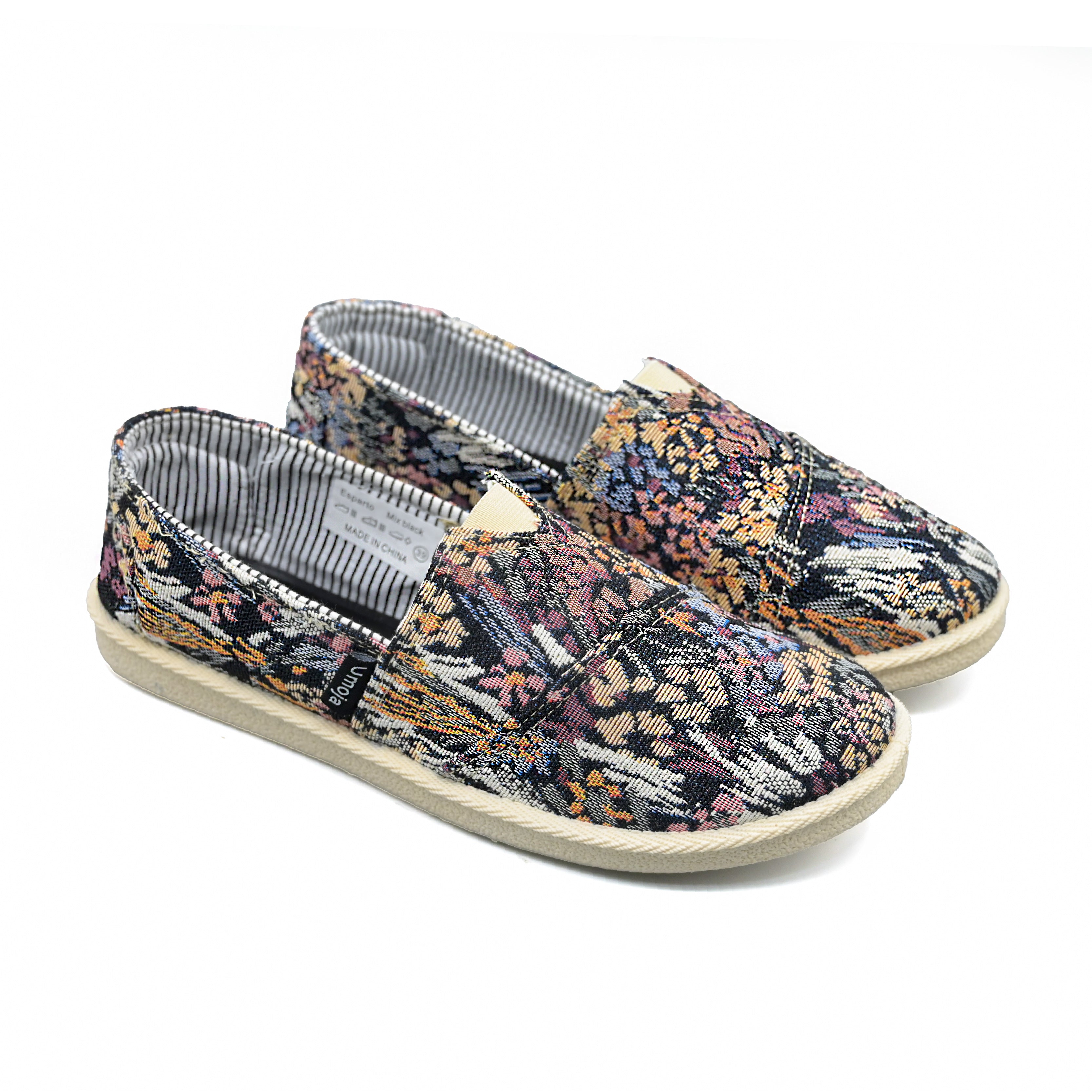 Esparto Ladies Casual Slip-Ons - Mix Black