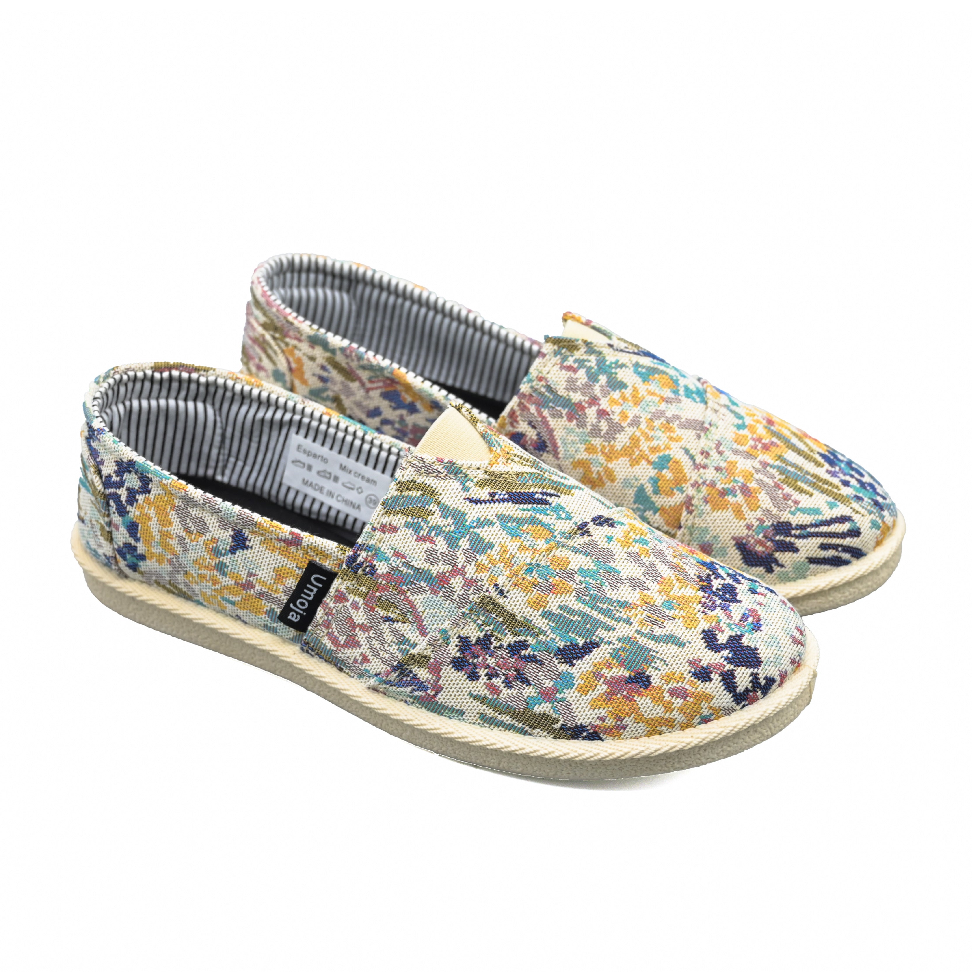 Esparto Ladies Casual Slip-Ons - Mix Cream