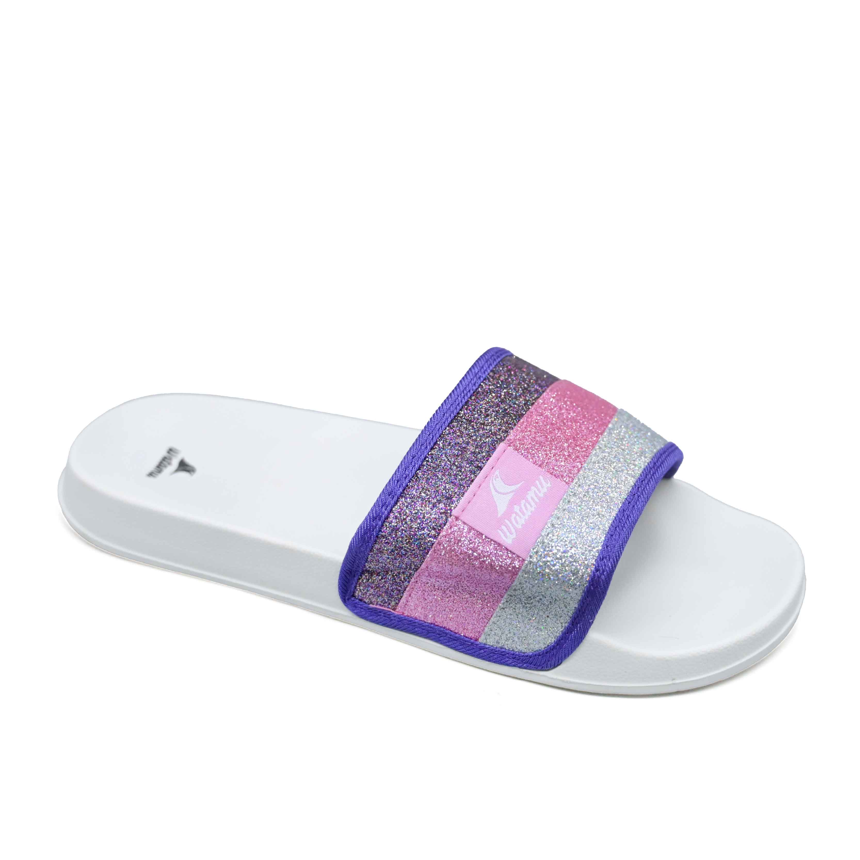 Watamu Hyfa Ladies’ Glitter Slide Sandals - White