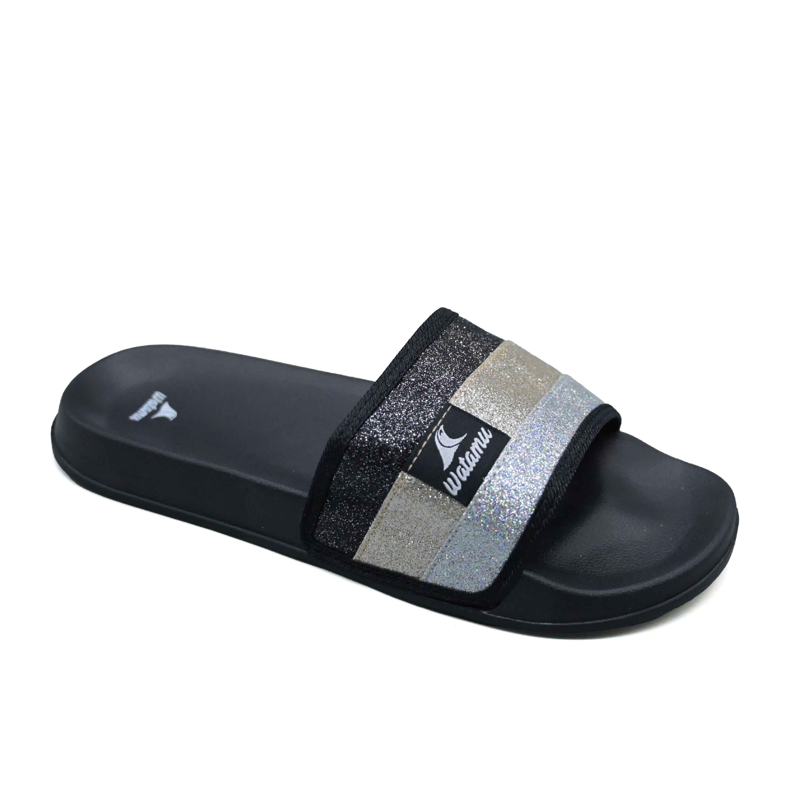 Watamu Hyfa Ladies’ Glitter Slide Sandals - Black