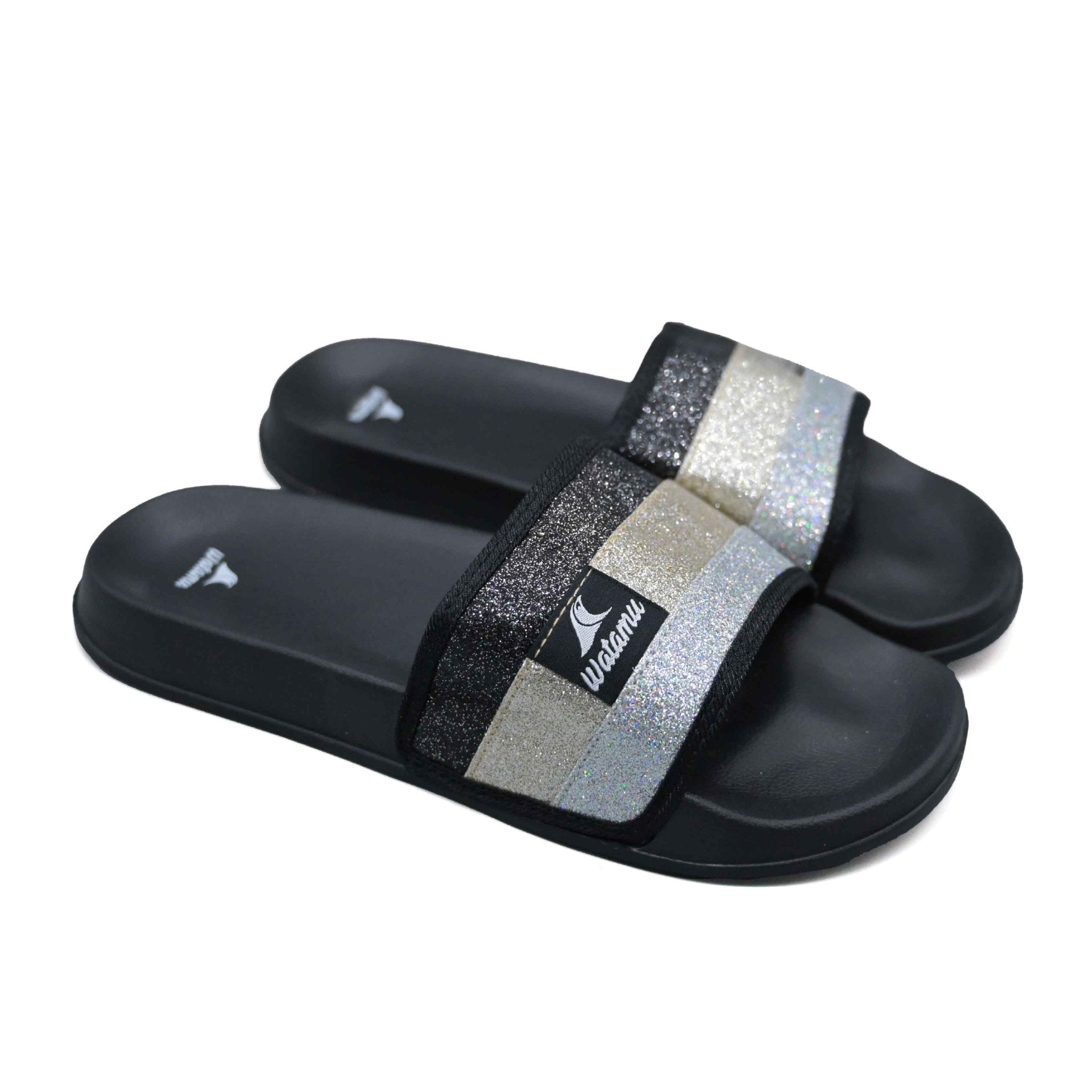 Watamu Hyfa Ladies’ Glitter Slide Sandals - Black - Umoja Africa Kenya