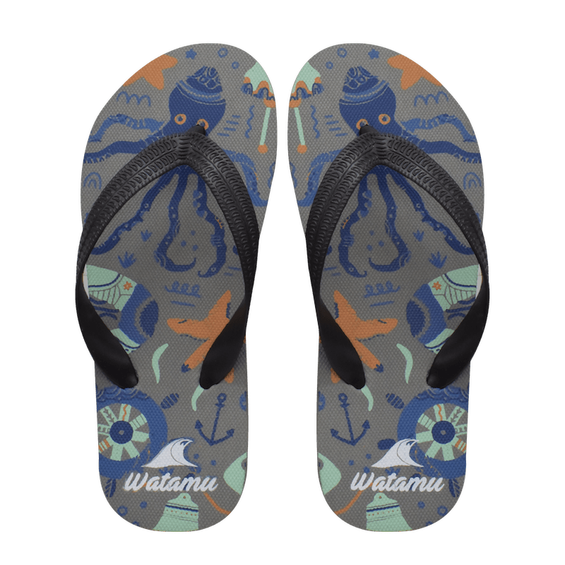 Watamu Octopus Slippers - Grey - Umoja Africa