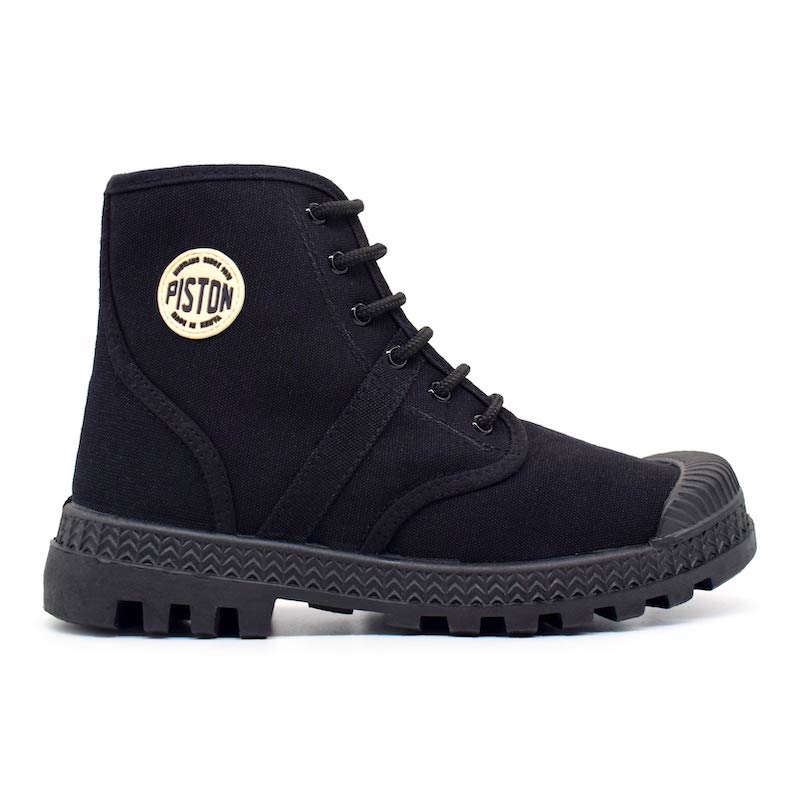 Piston Black Canvas Shoes - Black Sole